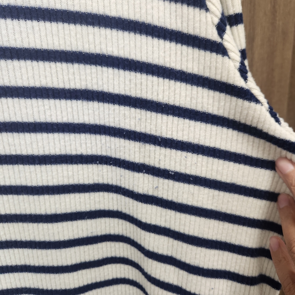 Plus-size J. Crew Cream and Navy Striped Sweater - Picture 4 of 5